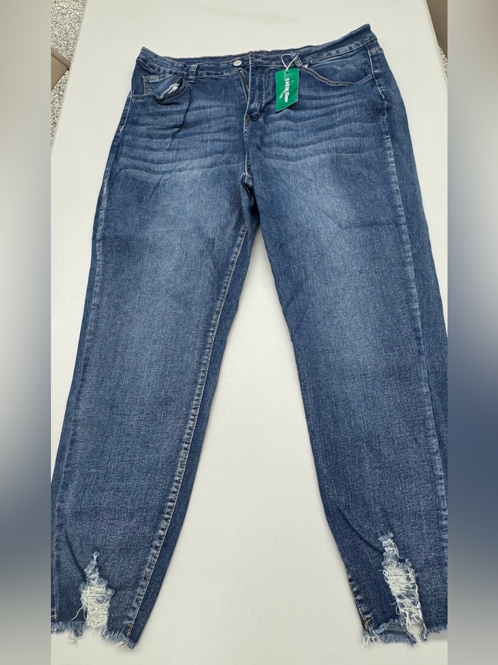 SHEIN Curve Plus size Easywear Distressed Denim Women's skinny Blue Jeans